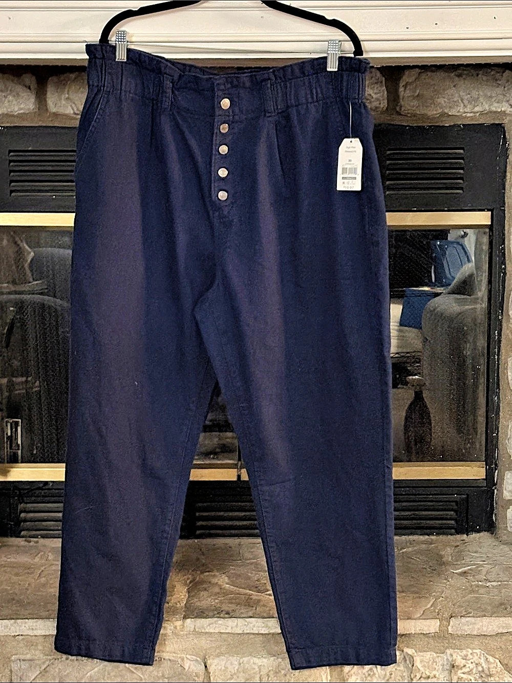 Time and Tru Paperbag Waist Button-Front Pants Blue Size 20